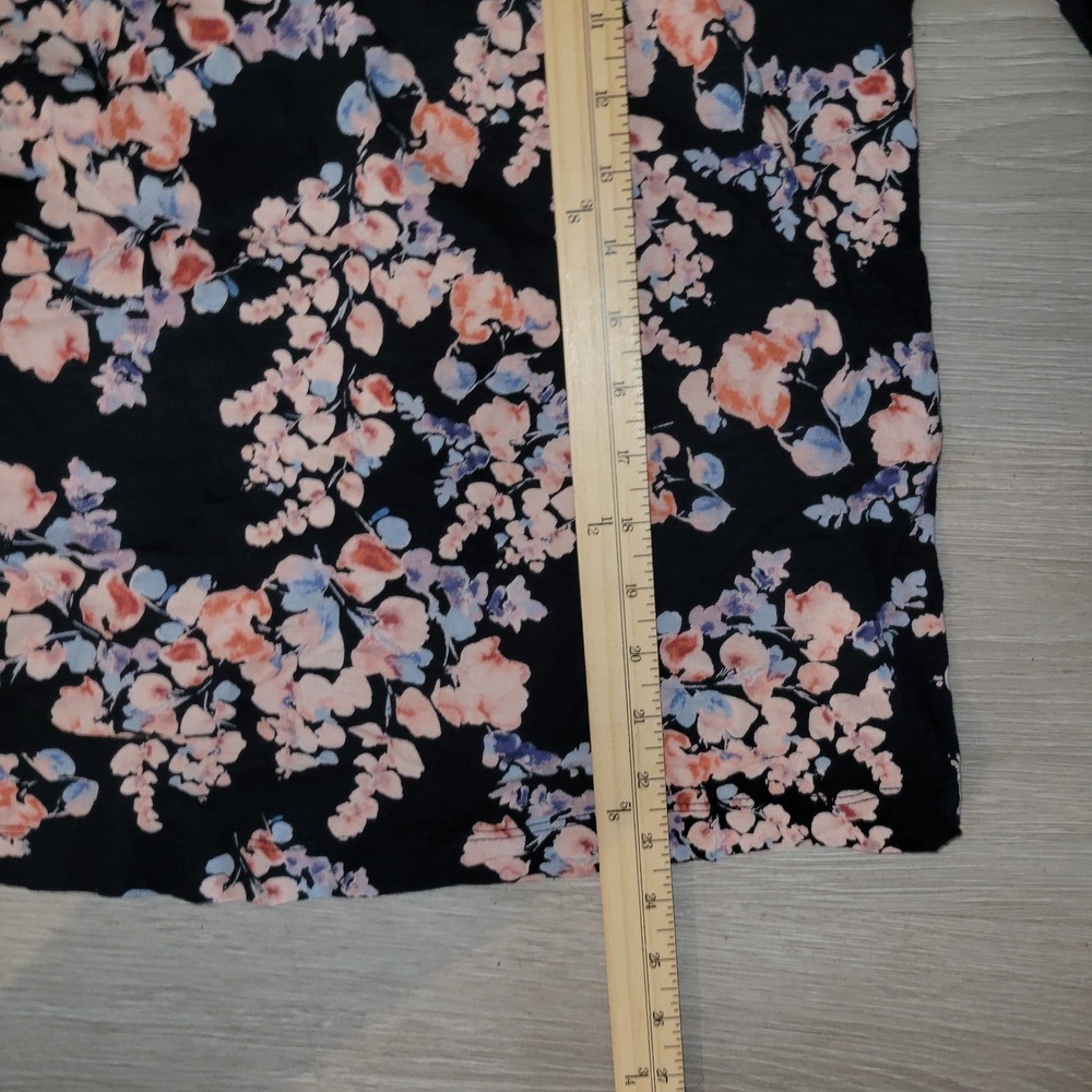 J Jill Floral Print popover Blouse Long XL Momcore Designer Beachy Summer Comfy - Picture 9 of 9